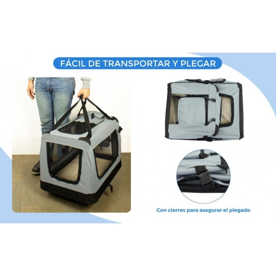 Transportín para mascotas | Varias tallas | Plegable | Gris | Balú | Mobiclinic
