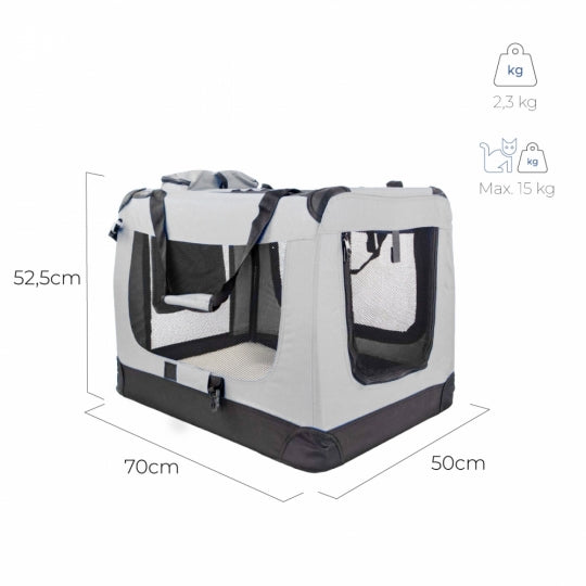 Transportín para mascotas | Varias tallas | Plegable | Gris | Balú | Mobiclinic