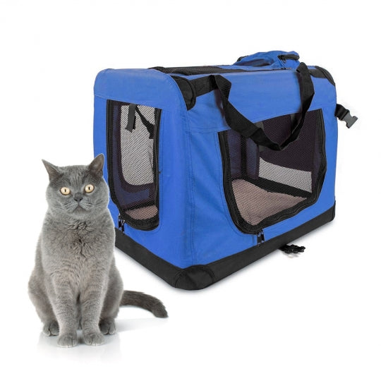 Transportín para mascotas | Varias tallas | Plegable | Azul | Balú | Mobiclinic
