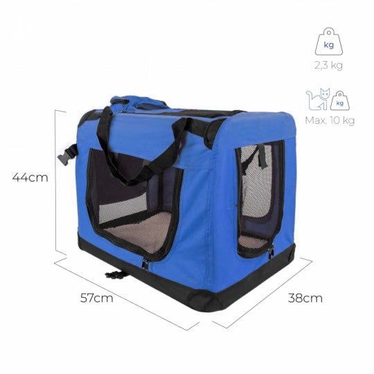 Transportín para mascotas | Varias tallas | Plegable | Azul | Balú | Mobiclinic