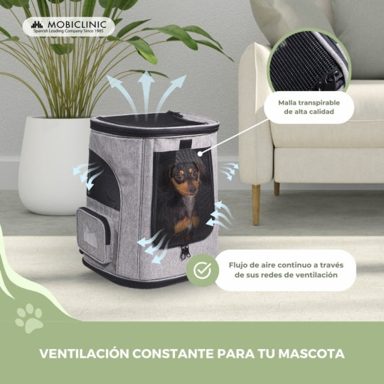 Bolsa de transporte para mascotas | Plegable | 30x25x40 cm | Ventilación | Bolsillos laterales | Doble asa | Thor | Mobiclinic