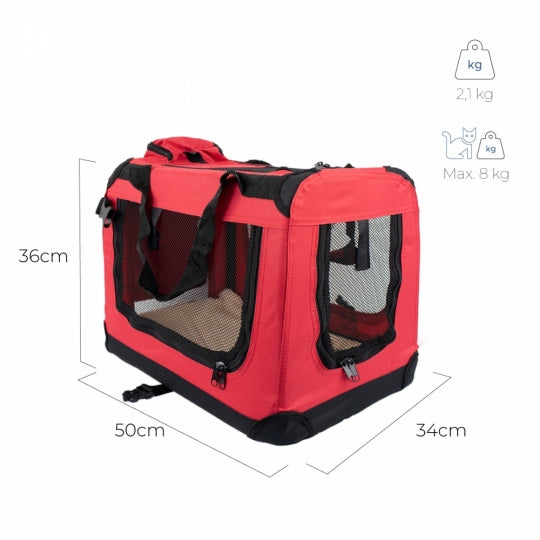 Transportín para mascotas | Varias tallas | Plegable | Rojo | Balú | Mobiclinic