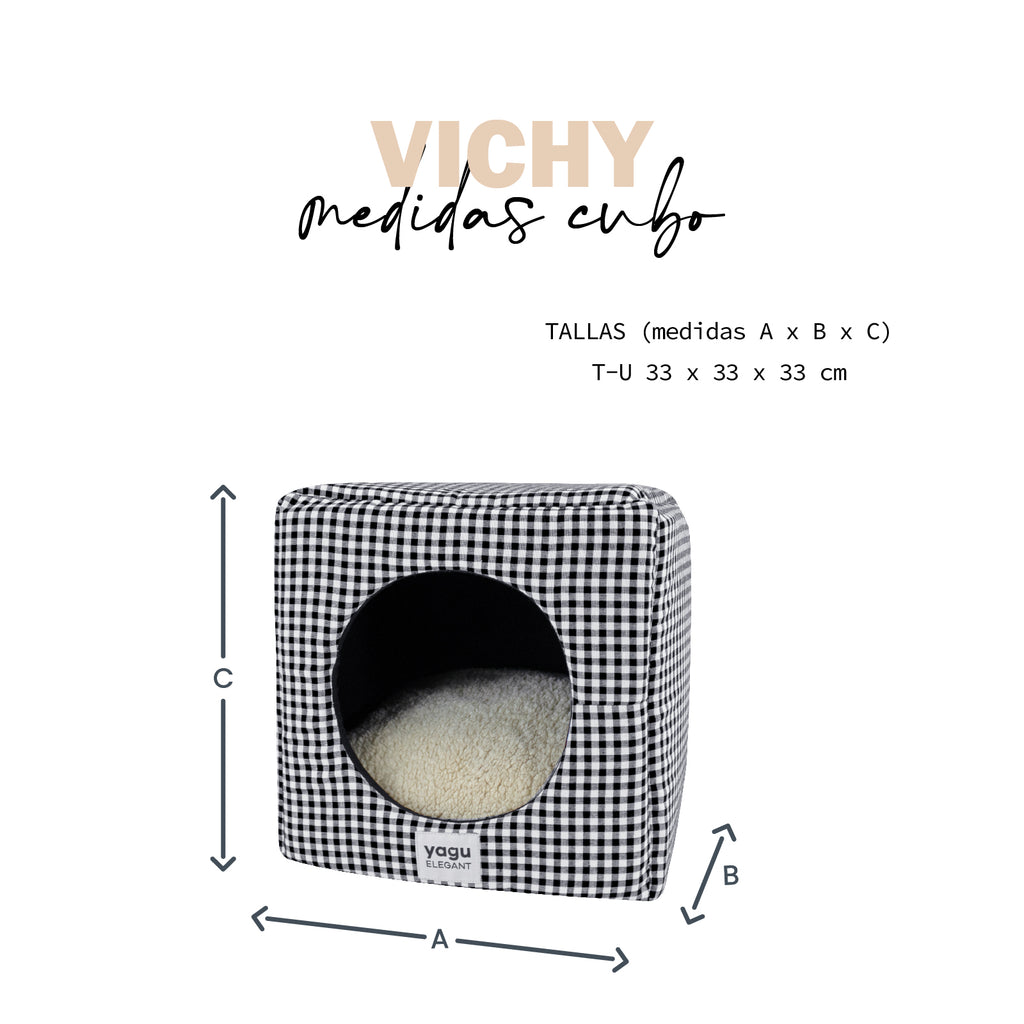 Yagu Descanso Cubo Compacto Vichy Negro Borreguillo