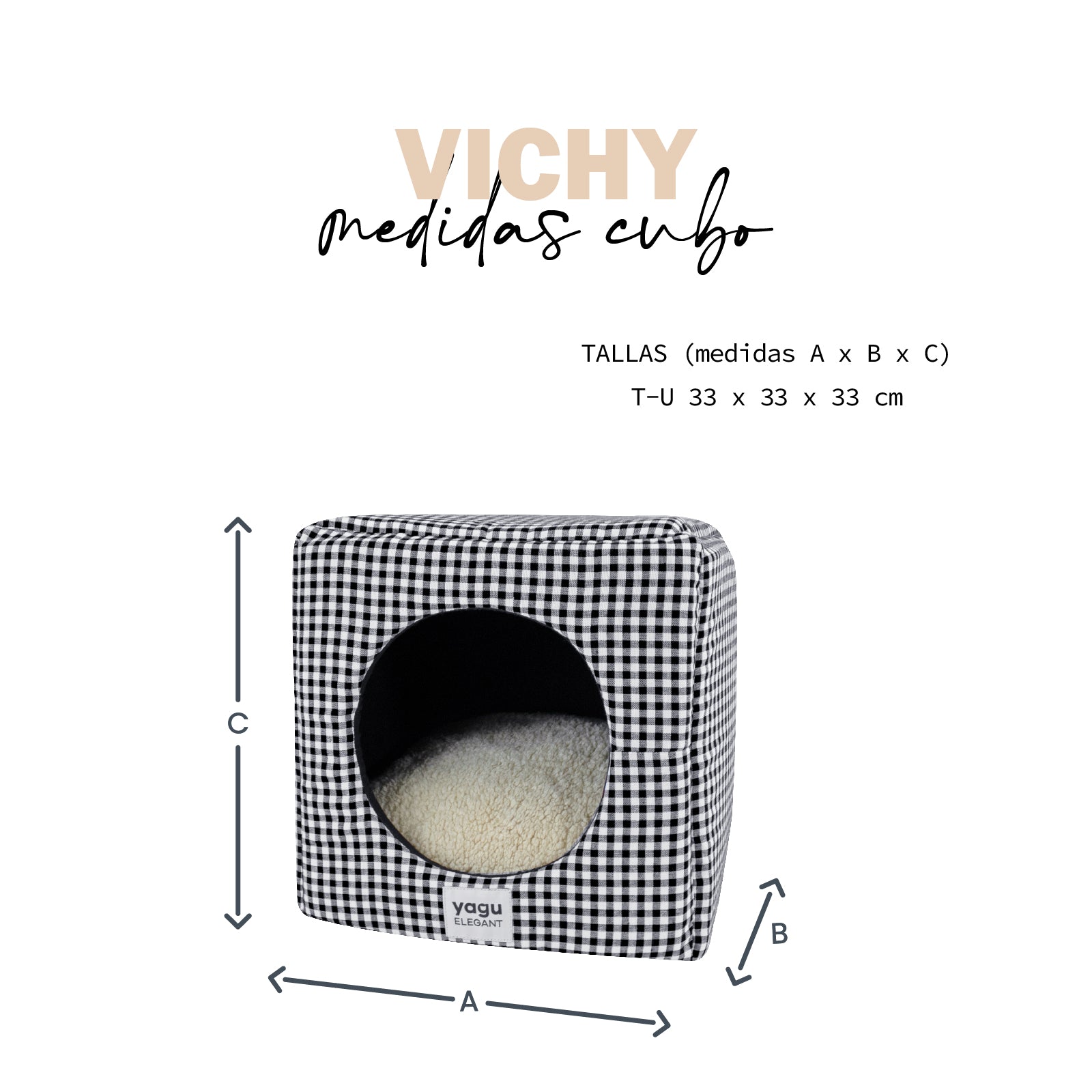 Yagu Descanso Cubo Compacto Vichy Negro Borreguillo