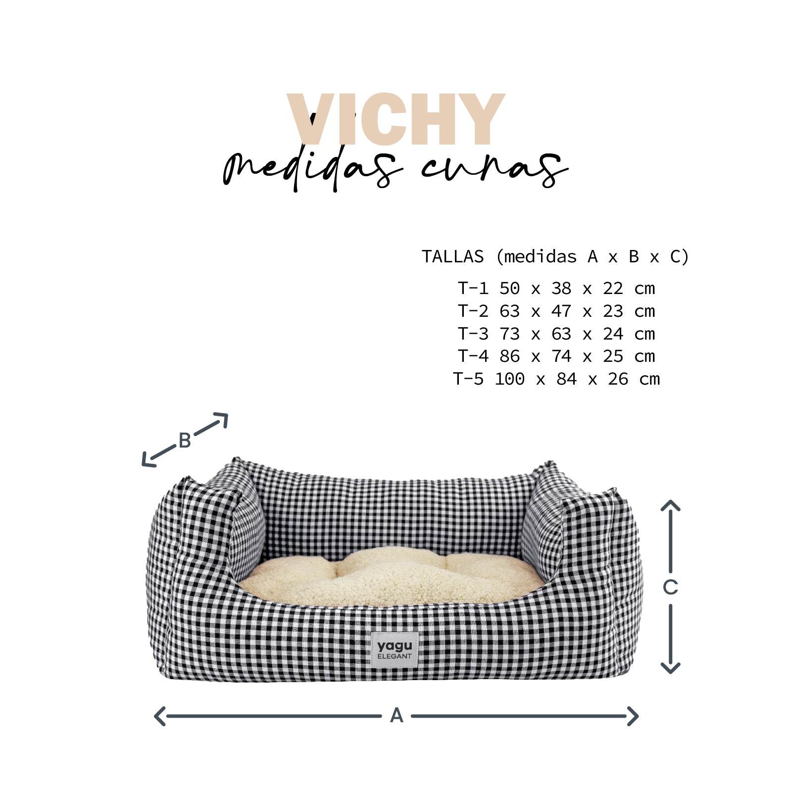 Yagu Descanso Cuna Confort Vichy Negro Borreguillo