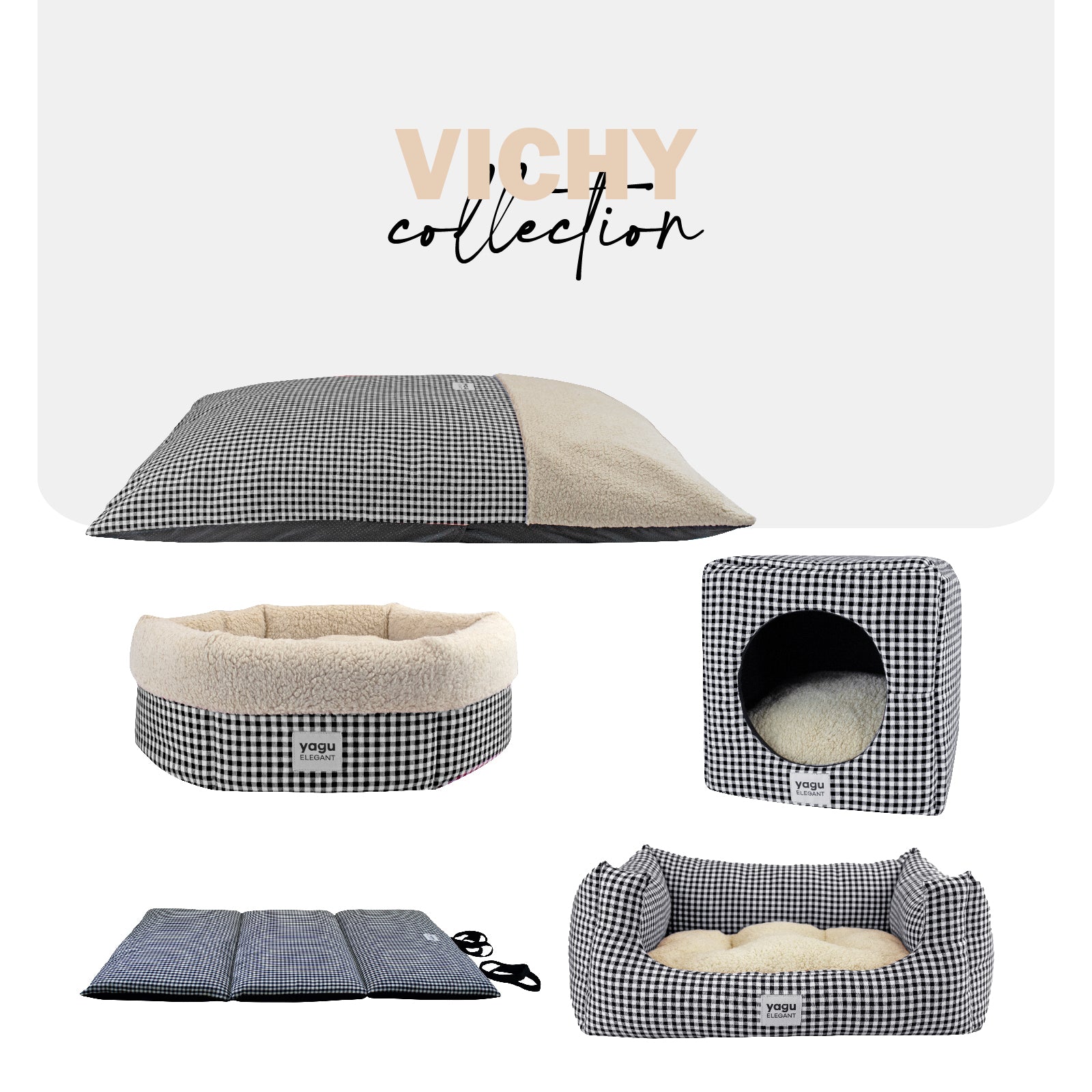 Yagu Descanso Cuna Confort Vichy Negro Borreguillo