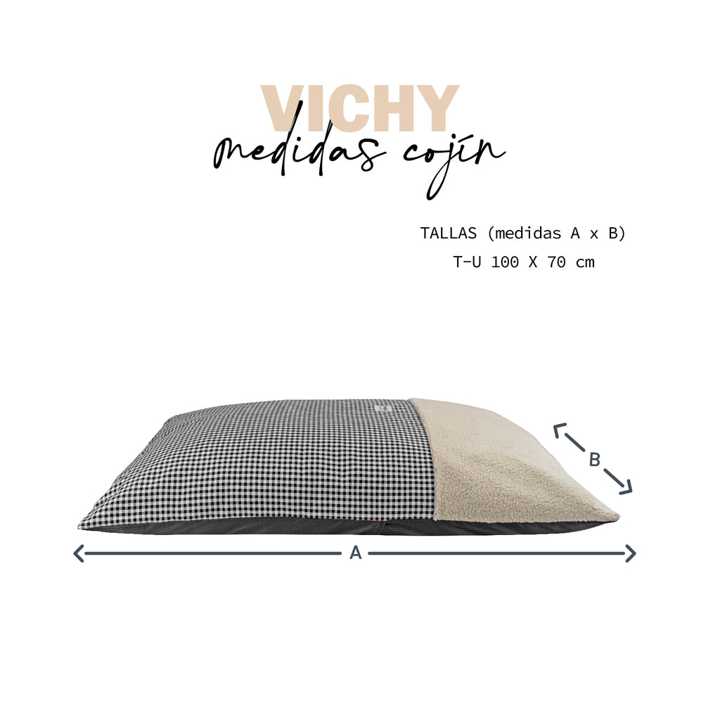 Yagu Descanso Cojín Eos Vichy Negro Borreguillo