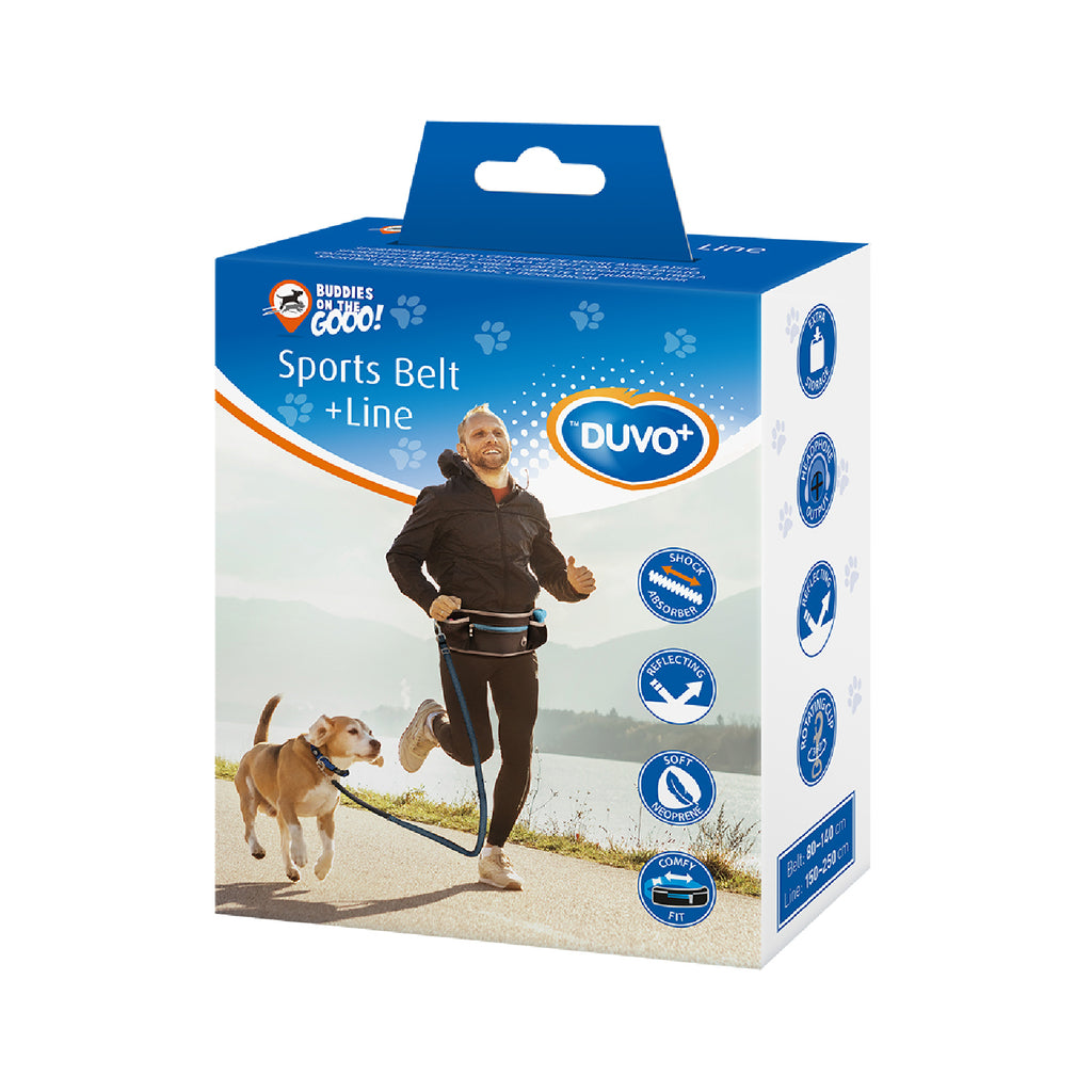 Duvo+ Kit Canicross Neopreno — Cinturón Deportivo + Ramal (80-140 cm / 150-250 cm)