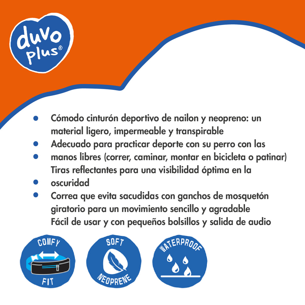 Duvo+ Kit Canicross Neopreno — Cinturón Deportivo + Ramal (80-140 cm / 150-250 cm)
