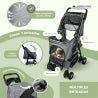 Carrito para perros | Plegable | Ruedas con freno y 360º | 3 accesos | Con toldo | Cesta almacenaje y portavasos | Gris | Zuma | Mobiclinic